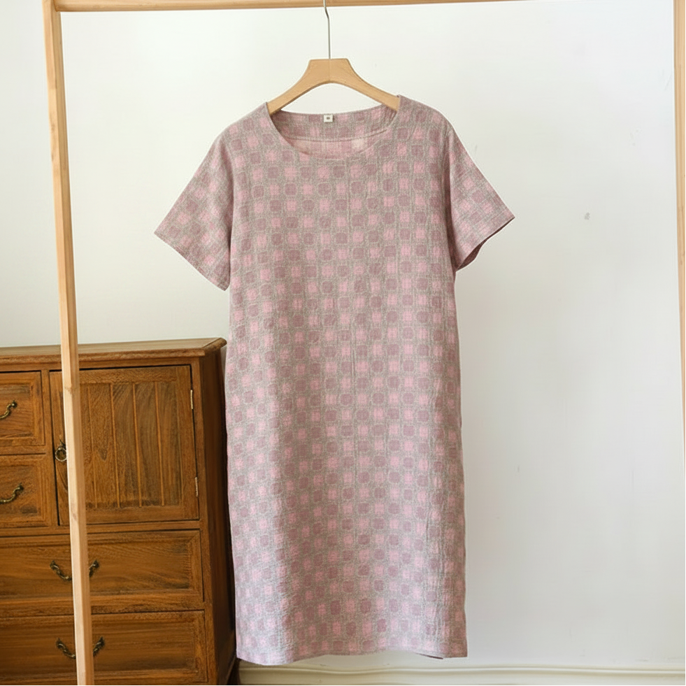 Cotton Checkered Tee Dress