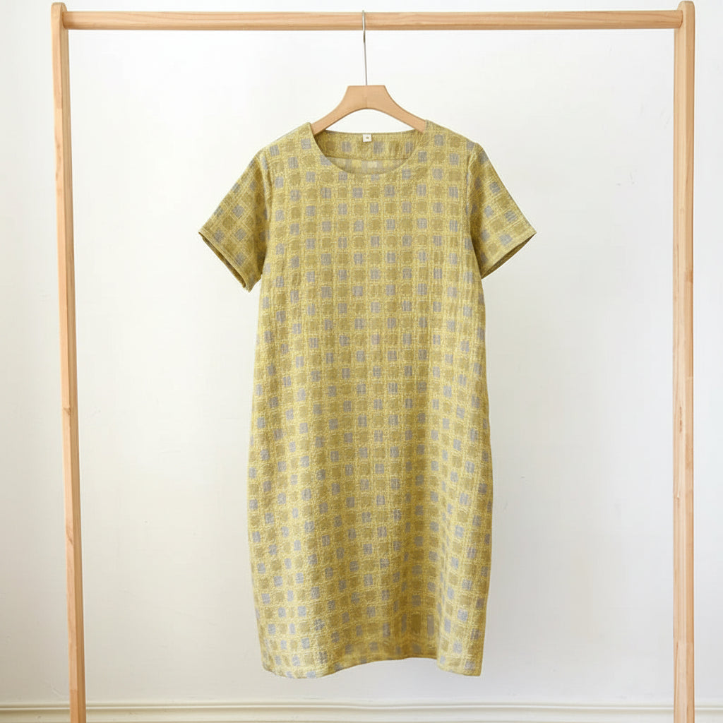 Cotton Checkered Tee Dress