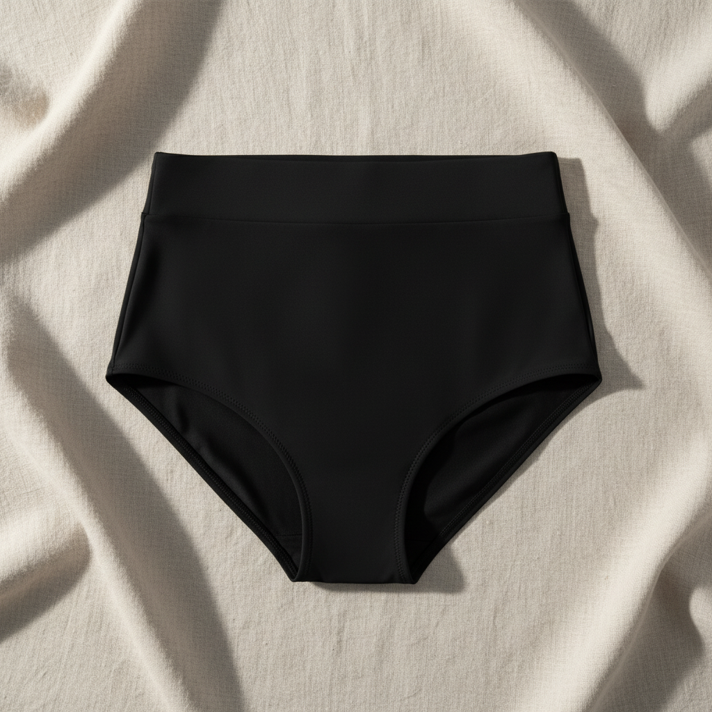 Black Period Swim Brief - Linen Flat Lay