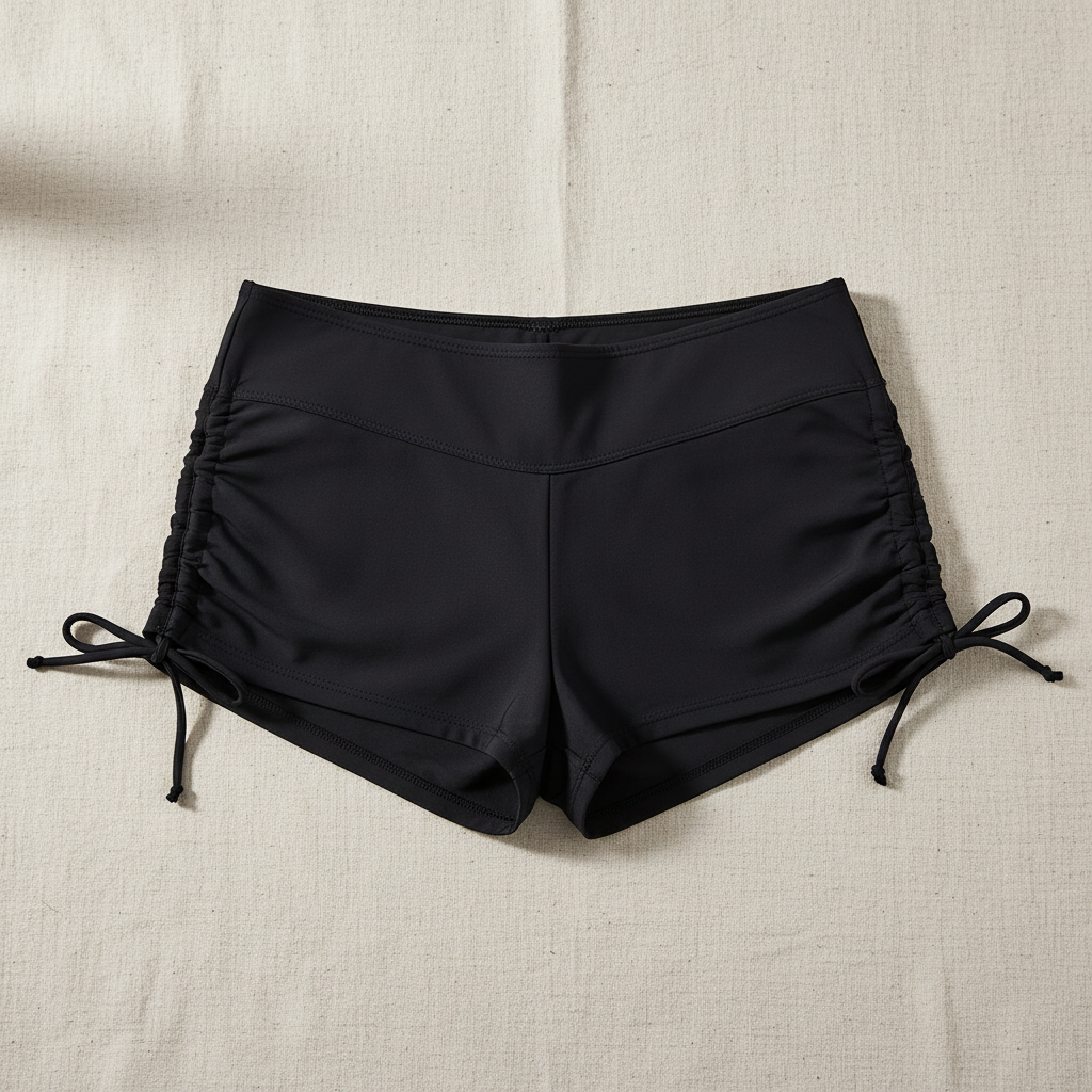 Black Swim Shorts Flat Lay