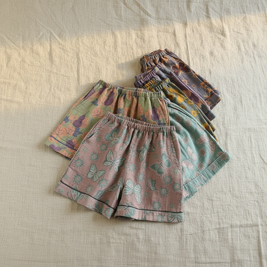 Botanical Shorts Linen Flat Lay Square