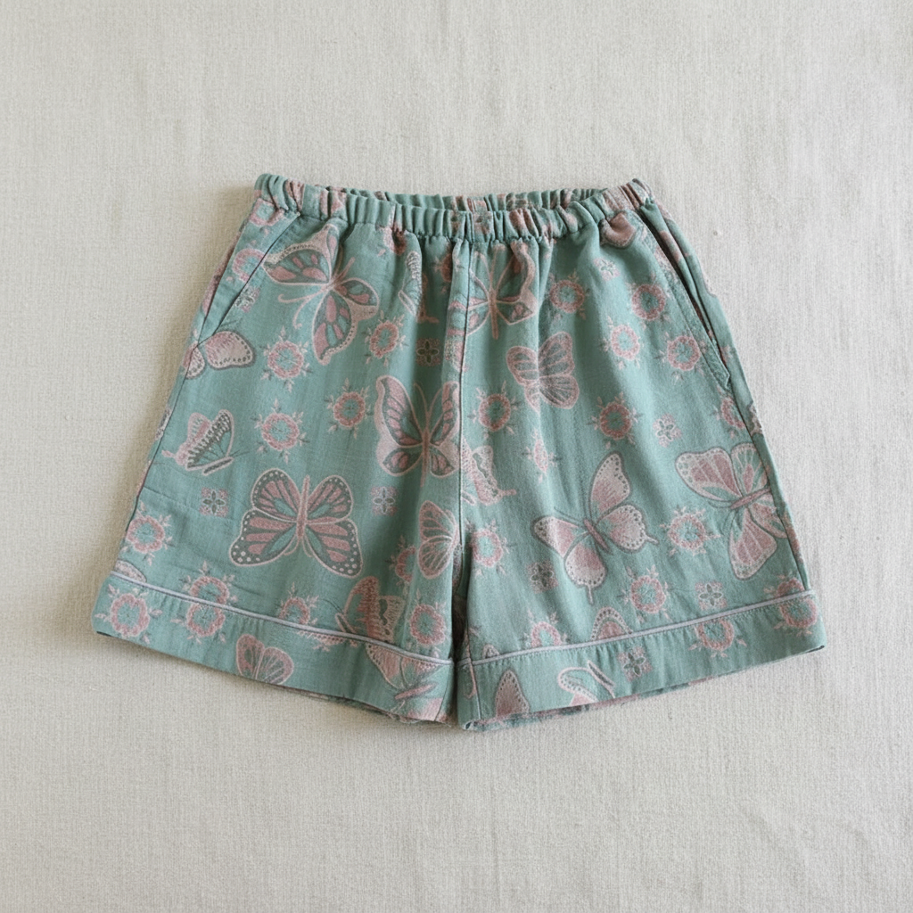 Butterfly Print Shorts Flat Lay