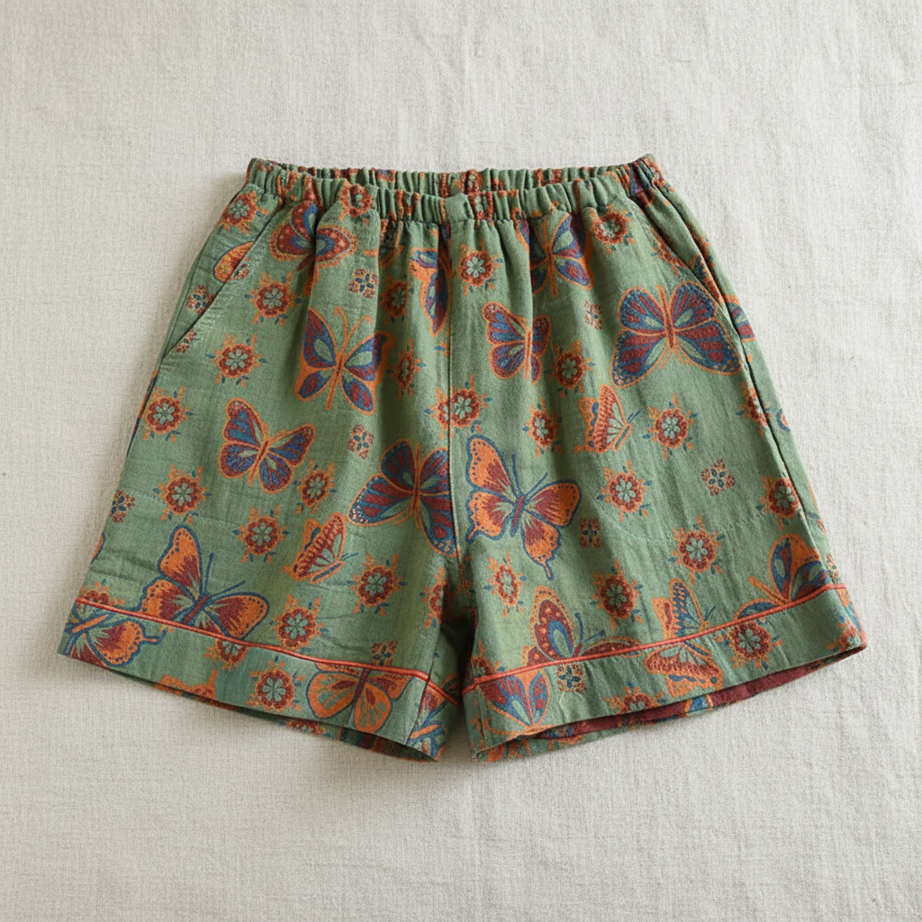 Butterfly Print Shorts Flat Lay