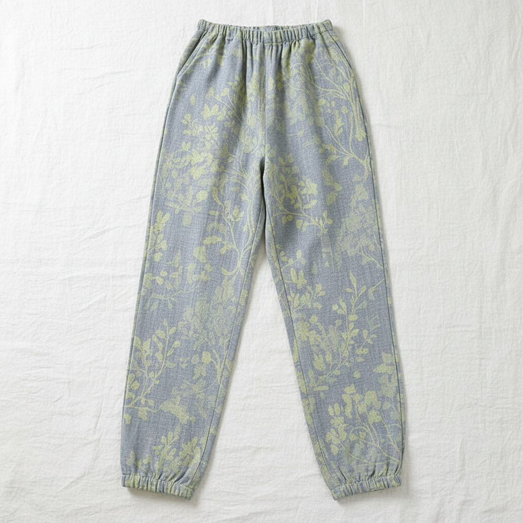 Floral Linen Pants Flat Lay