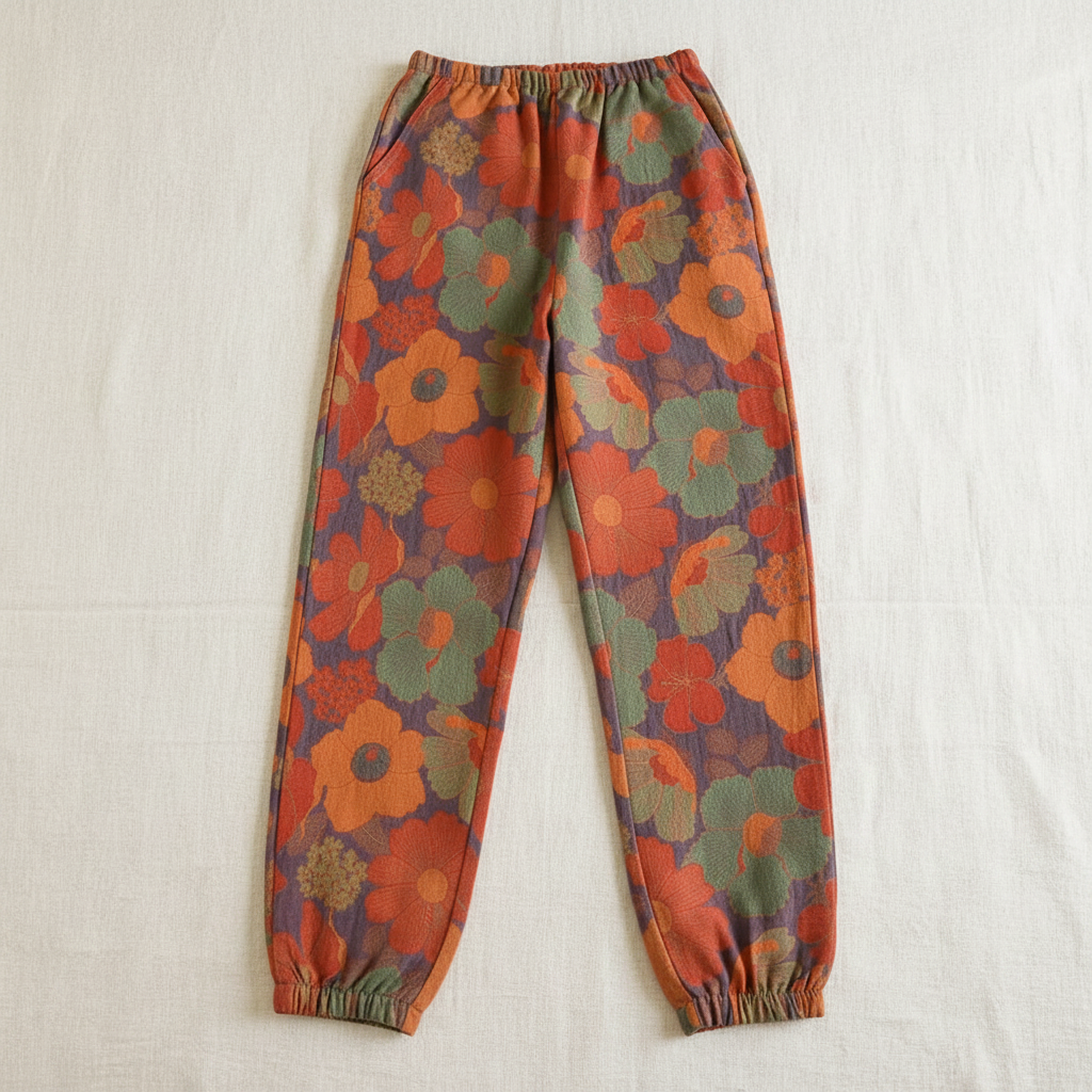 Floral Pants Flat Lay