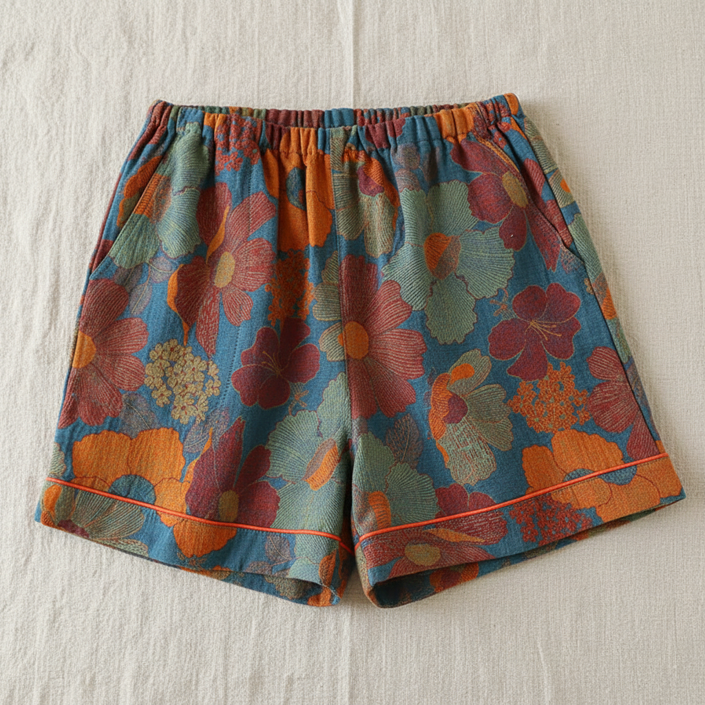 Floral Printed Shorts Flat Lay