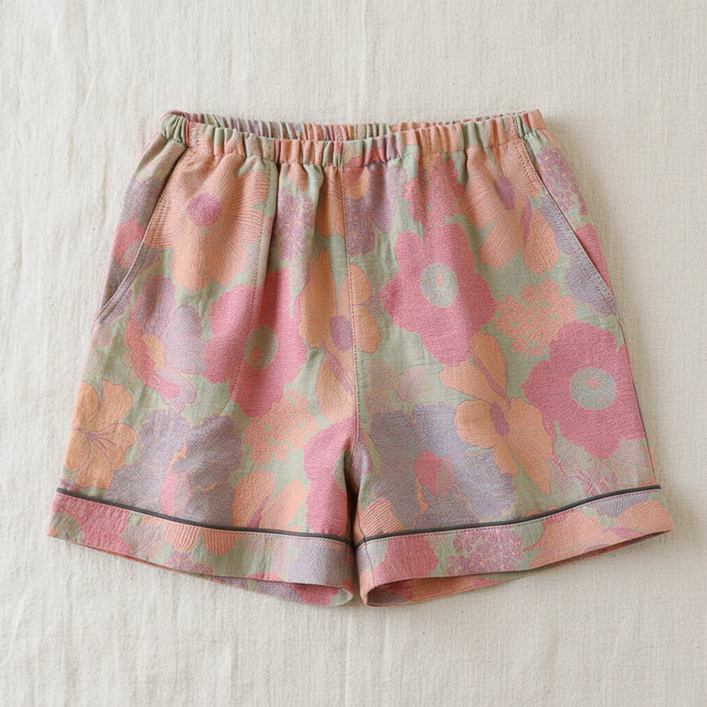 Floral Shorts Flat Lay
