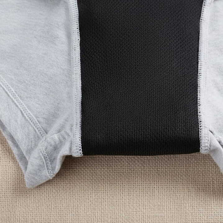 Grey underwear on linen background