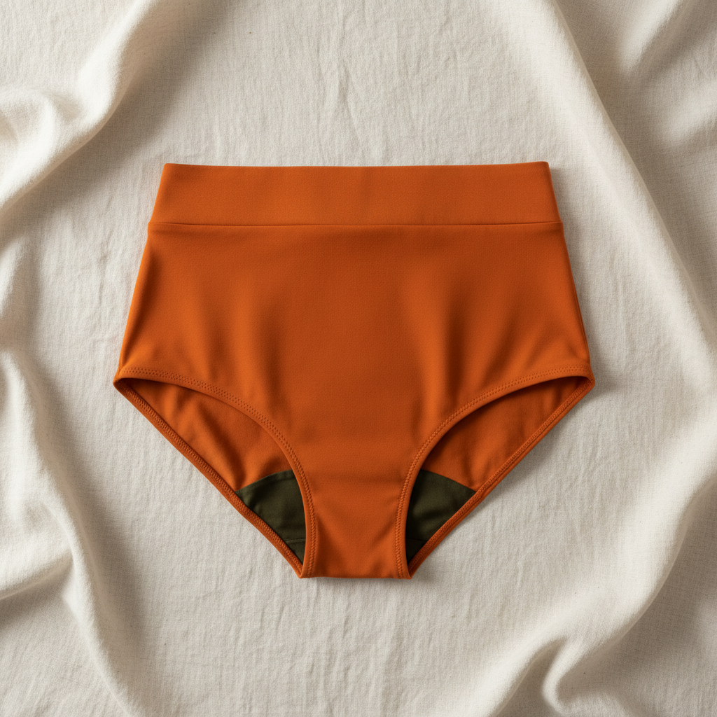 Orange Period Swim Brief - Linen Flat Lay