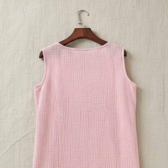 Pink Dress Back — Linen Background