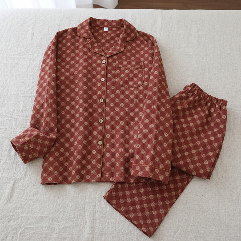 Rust Brown Pajama Set Flat Lay