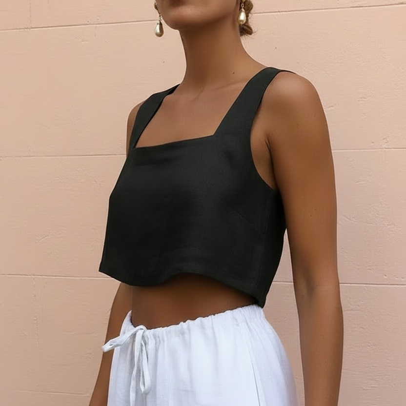 Square Neck Crop Top – Cotton Tie