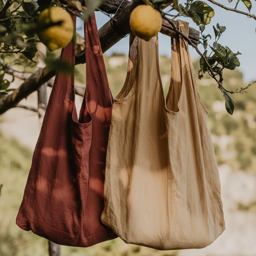 Two Tote Bags on Lemon Tree