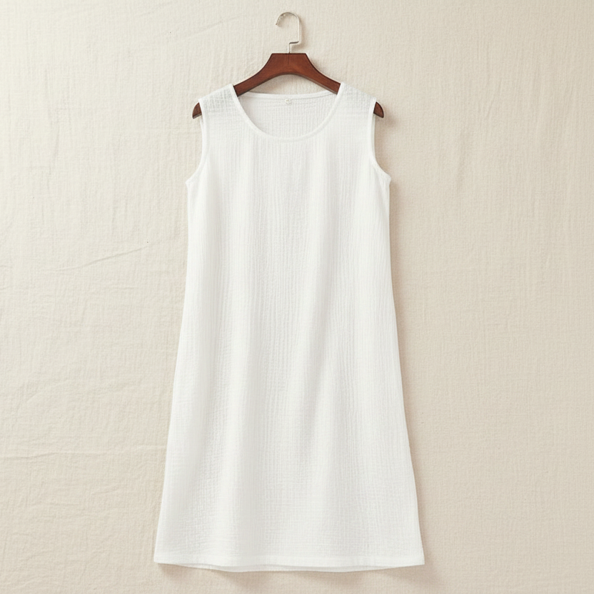 White Sleeveless Midi Dress